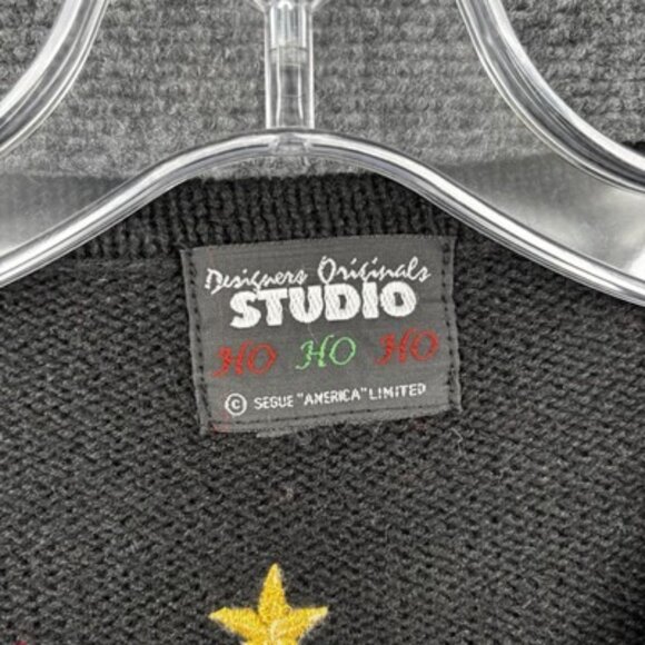 Christmas Holiday Women’s XL Black Cardigan Decorated Embroidered Trees Classic - Picture 5 of 9